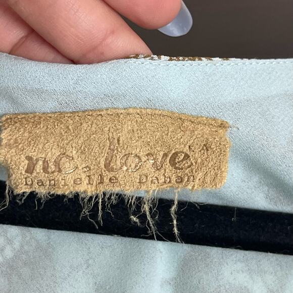 Vintage Danielle Dahan Ruffle Front Midi Dress Blue Brown 90s Women’s Size S - Picture 7 of 9